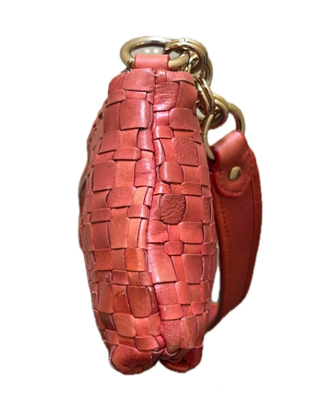 Elliott Lucca Intreccio III Woven Coral Orange Handbag - Picture 7 of 14